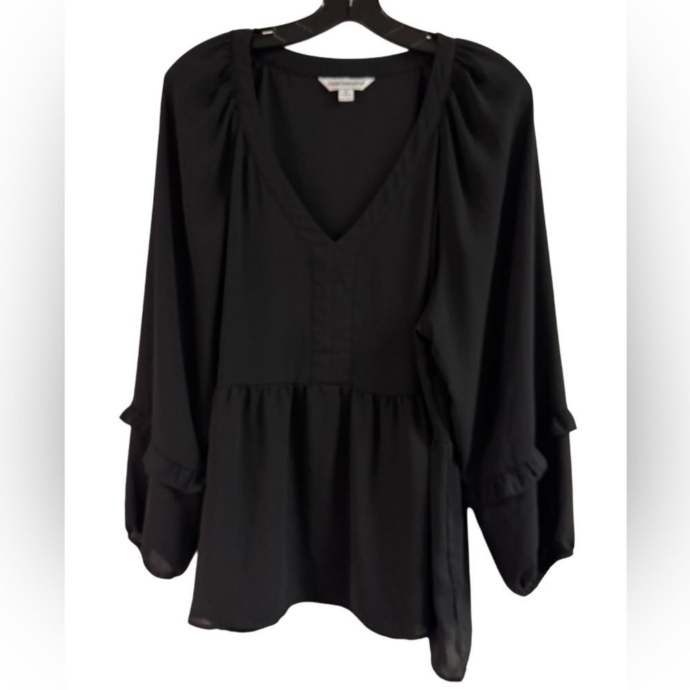 Counterparts Black Peplum Ruffle Sleeve Top Size XL